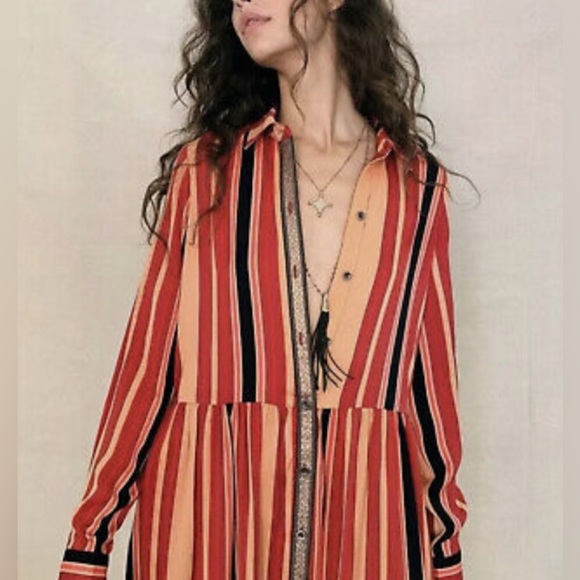 NWOT Free People Medina Striped Maxi Dress - Picture 15 of 16